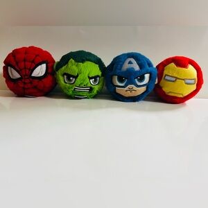 Ty Beanie Bouncers Marvel Set: Captain America, Iron Man, Hulk & Spider-Man- NWT